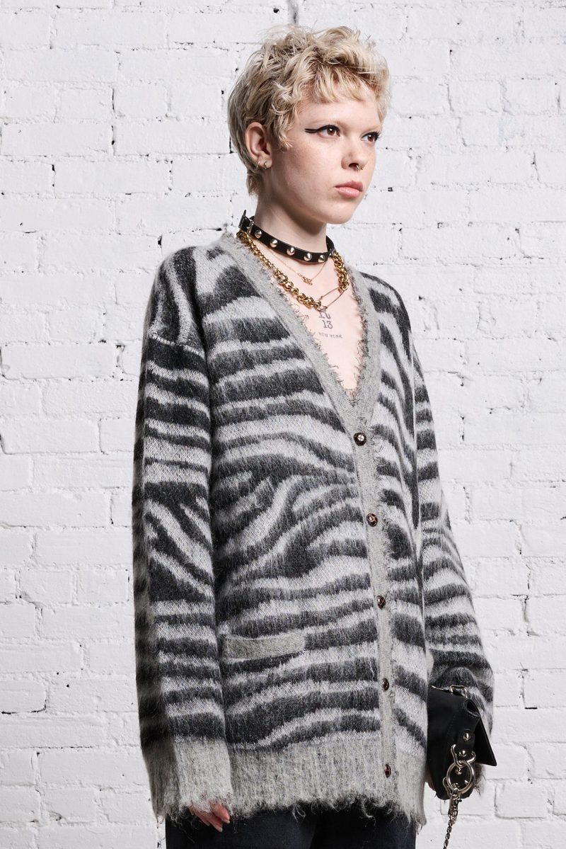 r13 mohair boyfriend cardigan zebra jacquard 38642291605673