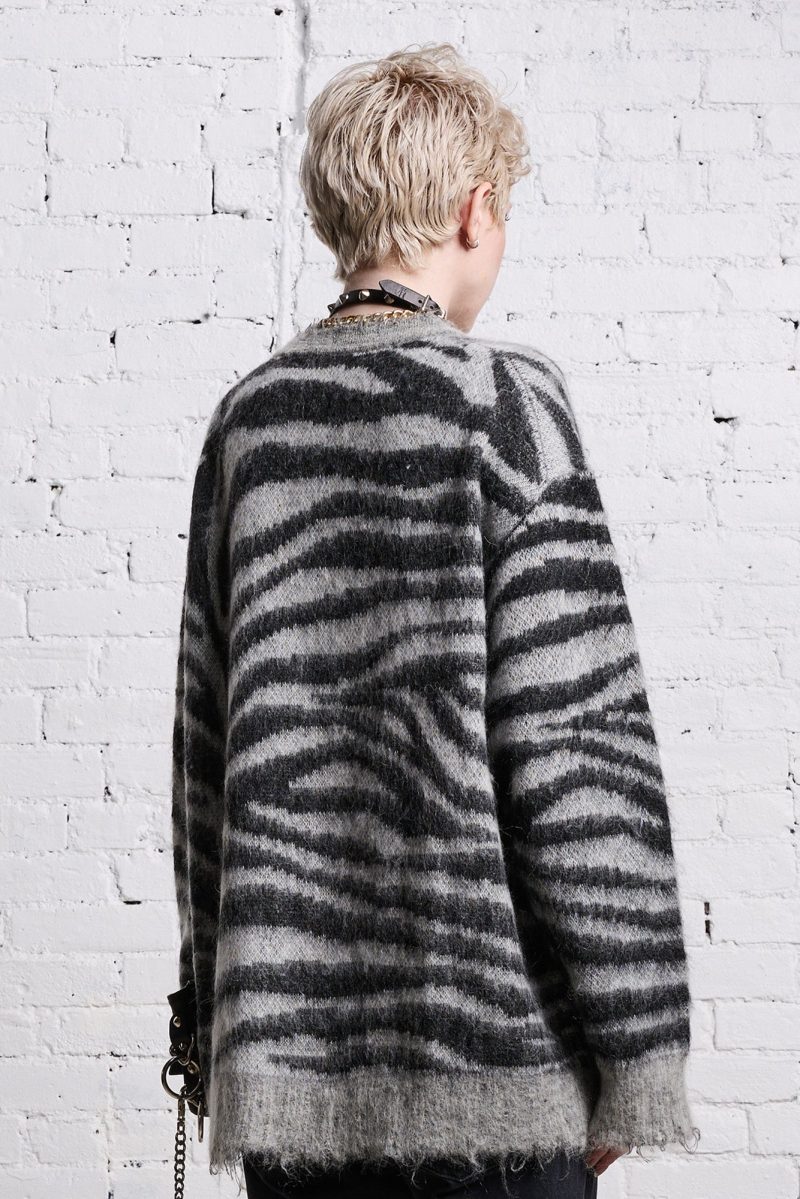 r13 mohair boyfriend cardigan zebra jacquard 38642291638441