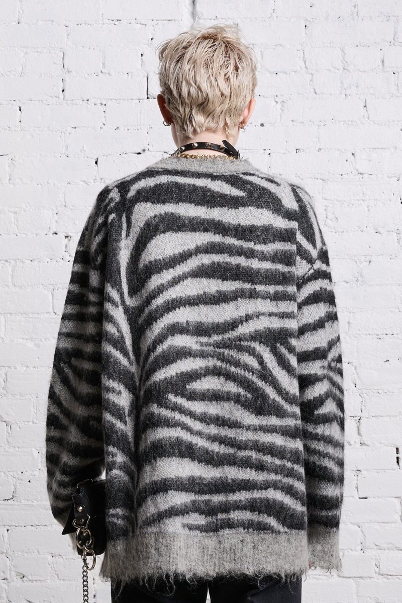 r13 mohair boyfriend cardigan zebra jacquard 38642291671209