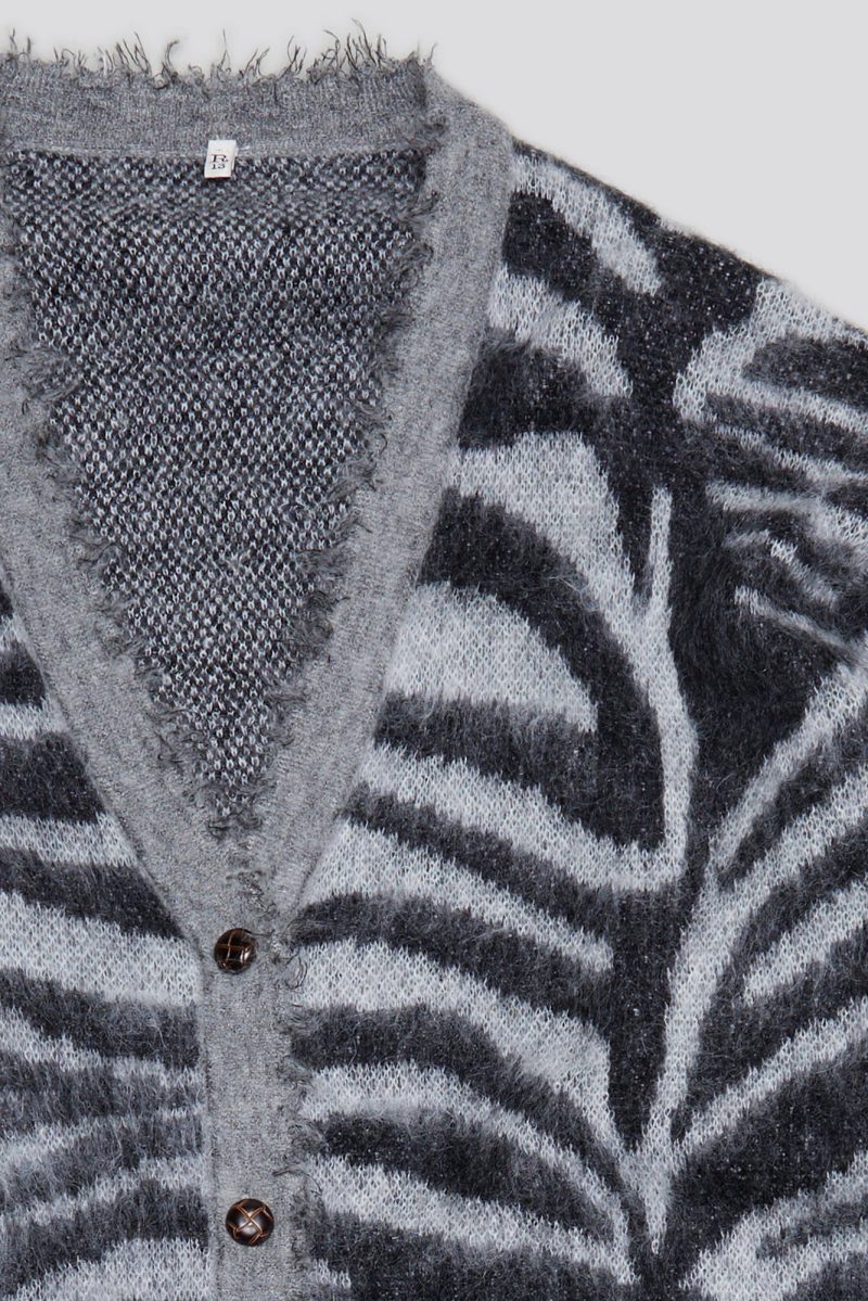 r13 mohair boyfriend cardigan zebra jacquard 38642291703977