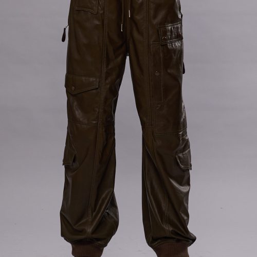 r13 multipocket balloon leather pant olive 41013443526825