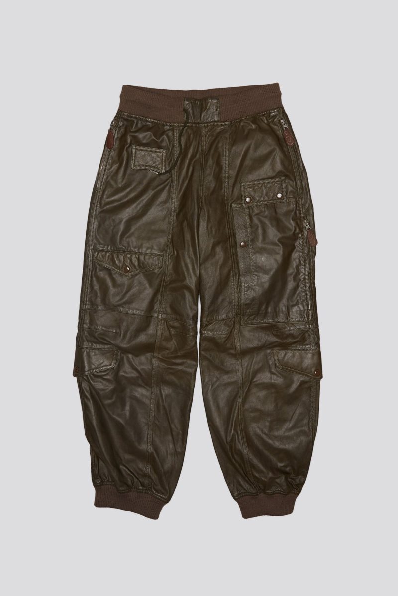 r13 multipocket balloon leather pant olive 41031366508713