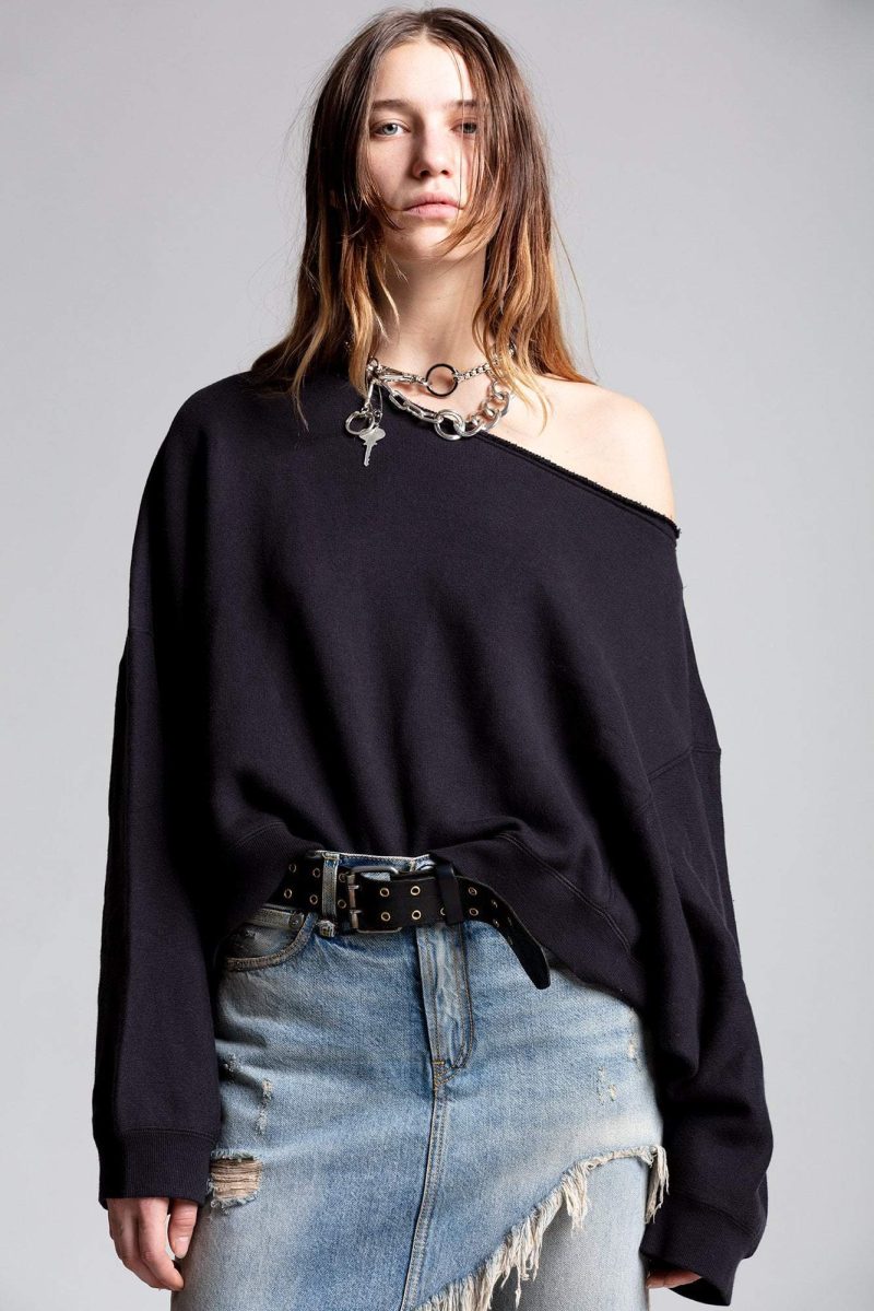 r13 off shoulder patti sweatshirt black 40914006802601