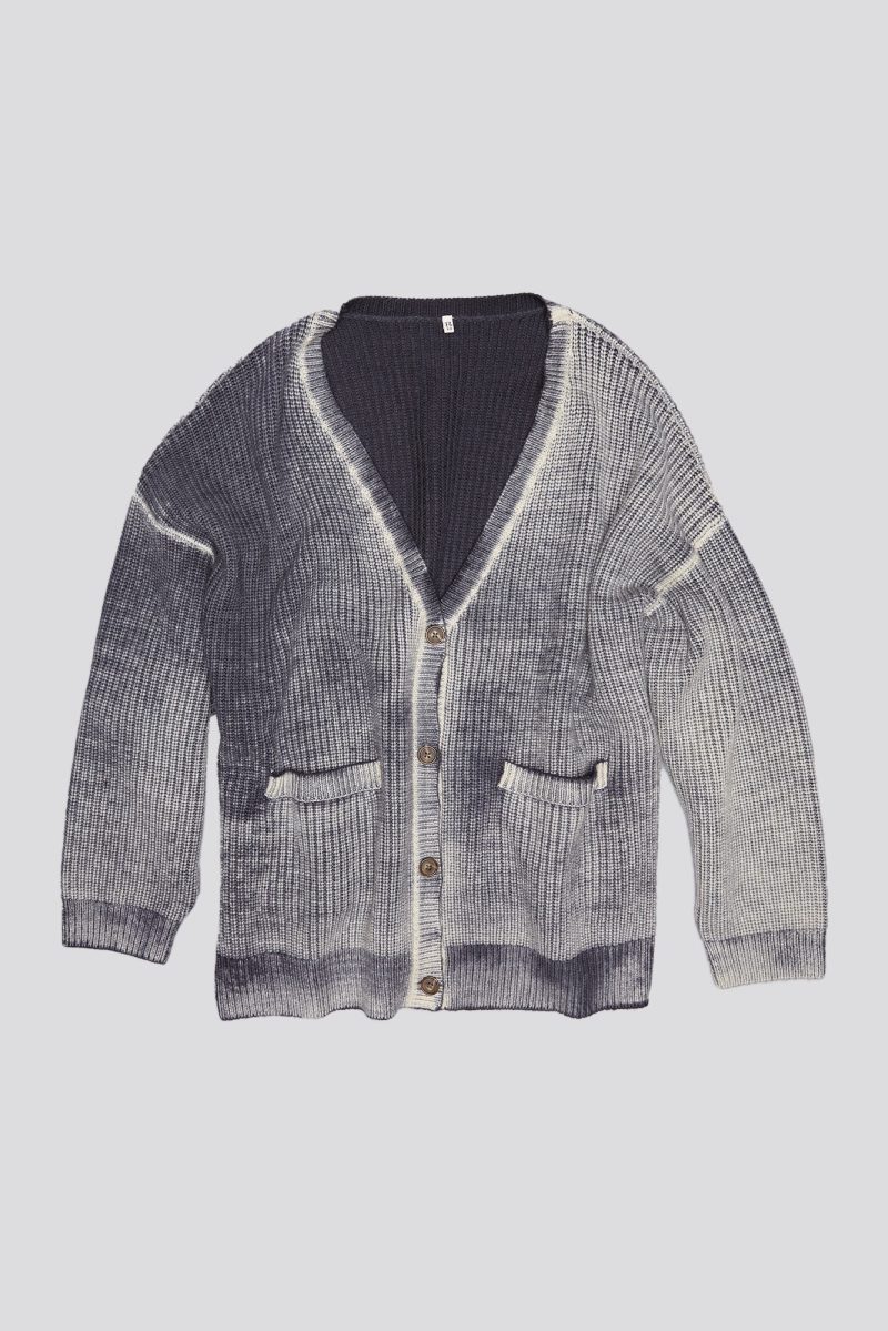 r13 oversized cardigan distressed black 39782750486697