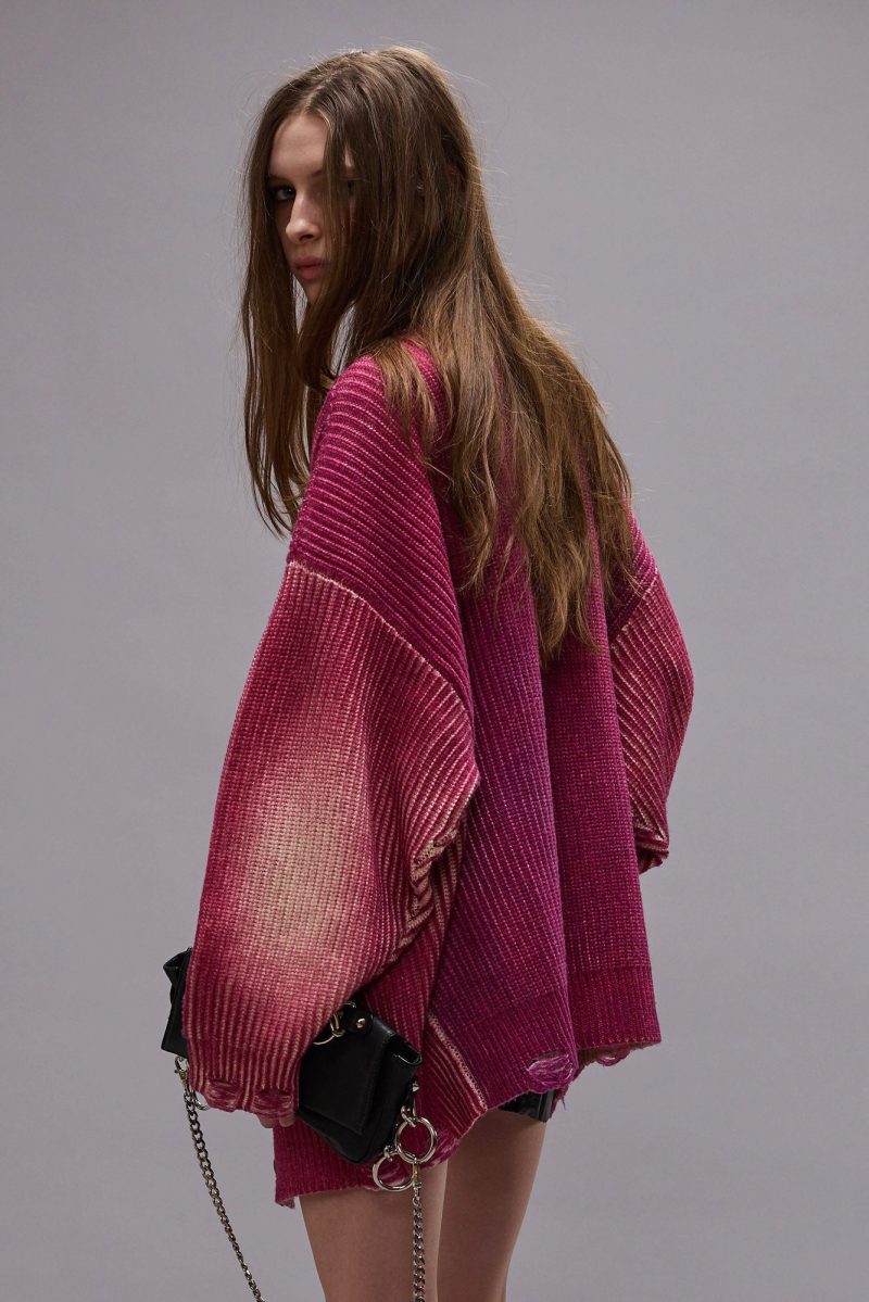 r13 oversized cardigan raspberry print 40082640863401