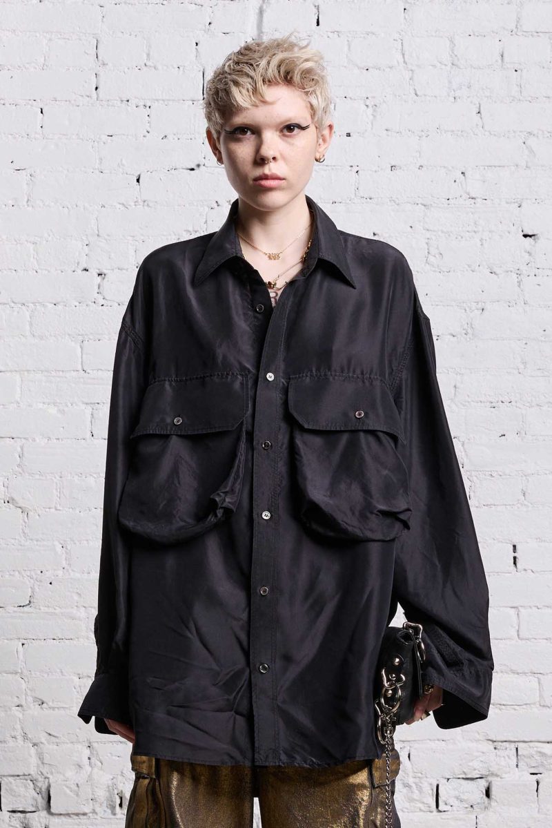 r13 oversized pocket shirt black overdye 38642297831593