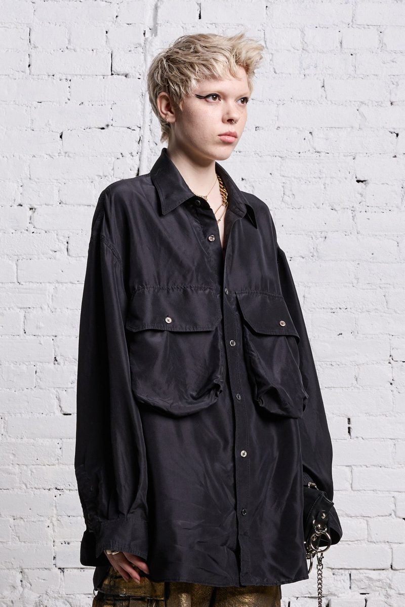 r13 oversized pocket shirt black overdye 38642297864361