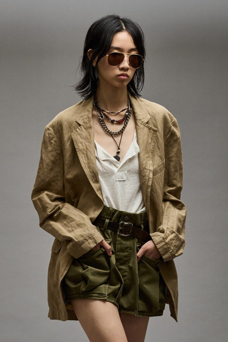 r13 oversized ragged blazer khaki 38947027484841