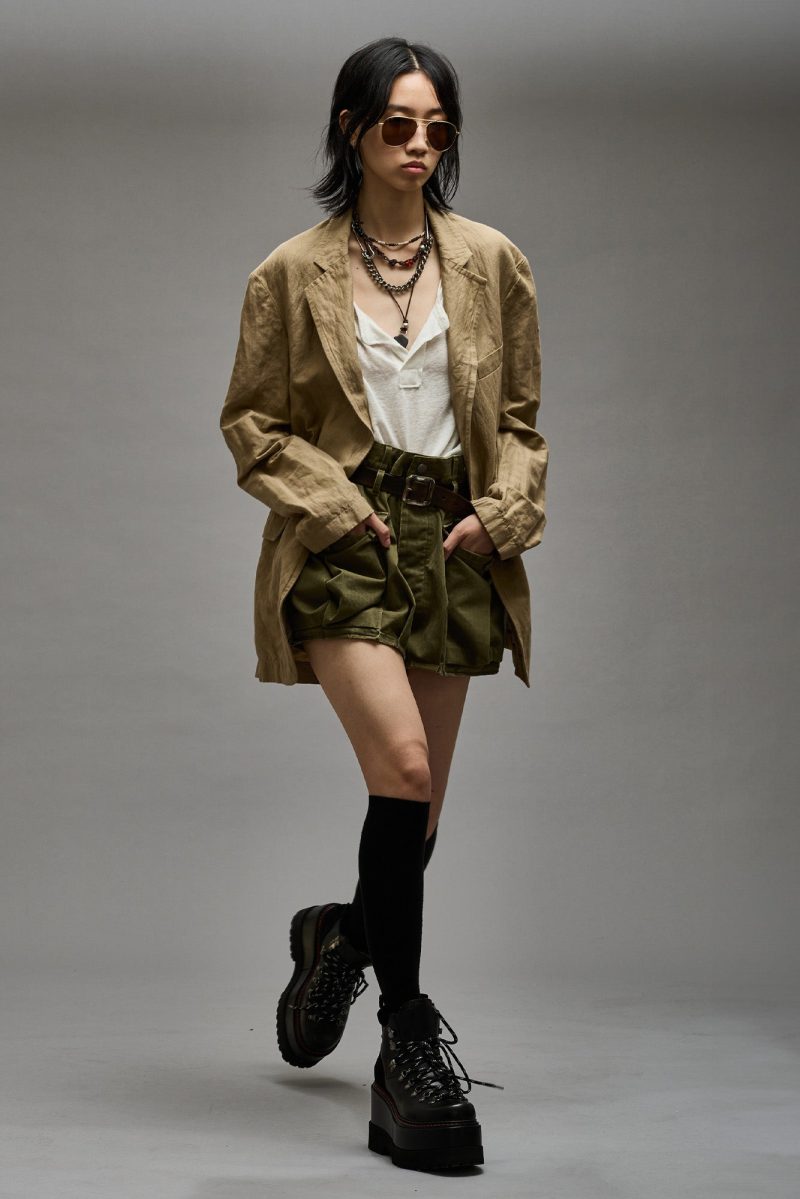 r13 oversized ragged blazer khaki 38947027517609