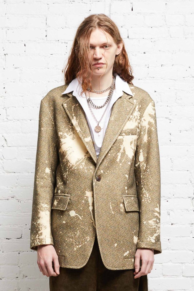 r13 oversized ragged blazer tweed paint splatter 38023007961257