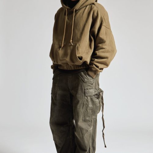 r13 oversized side gusset hoodie olive fleece 38213569970345