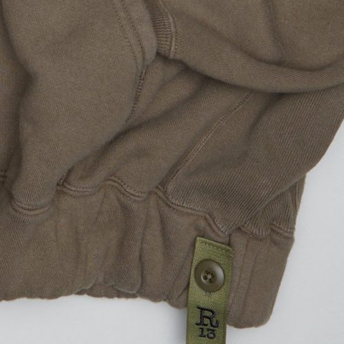 r13 oversized side gusset hoodie olive fleece 38213570003113