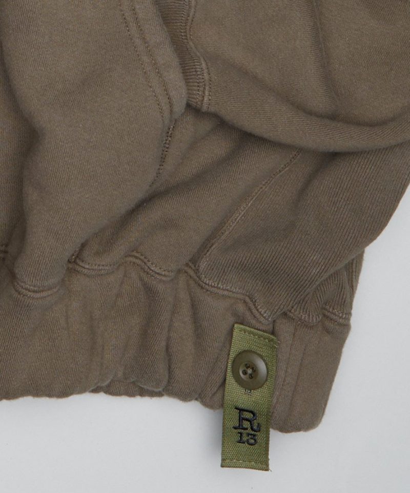 r13 oversized side gusset hoodie olive fleece 38213570003113