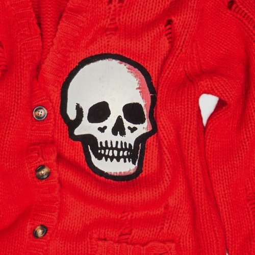 r13 oversized skull print cardigan bright red 38602630693033