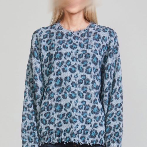 r13 oversized sweater blue leopard 36191025201321