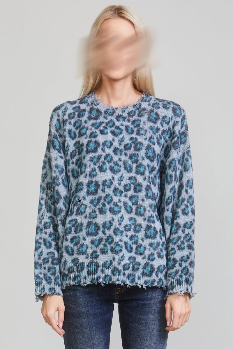 r13 oversized sweater blue leopard 36191025201321