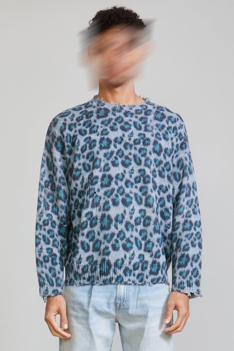 r13 oversized sweater blue leopard 36204452217001