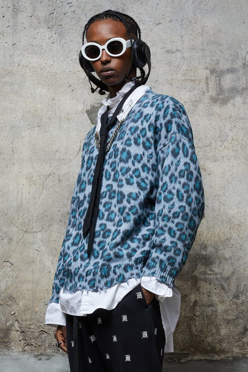 r13 oversized sweater blue leopard 36274919080105