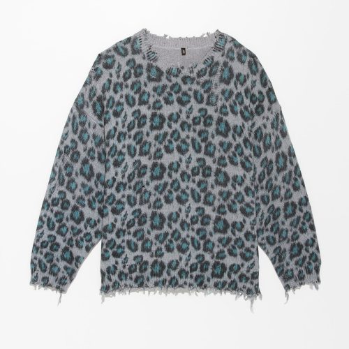 r13 oversized sweater blue leopard 36320297713833