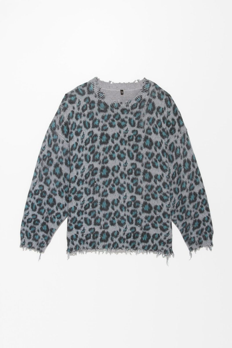 r13 oversized sweater blue leopard 36320297713833