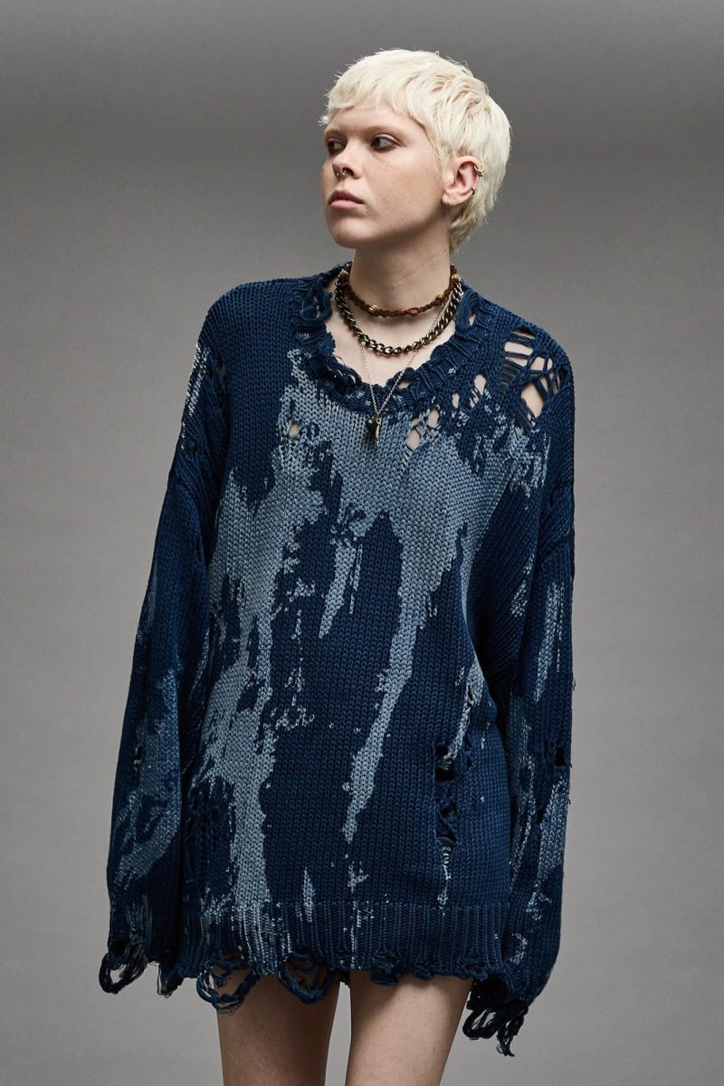 r13 oversized sweater blue splatter 38947027910825