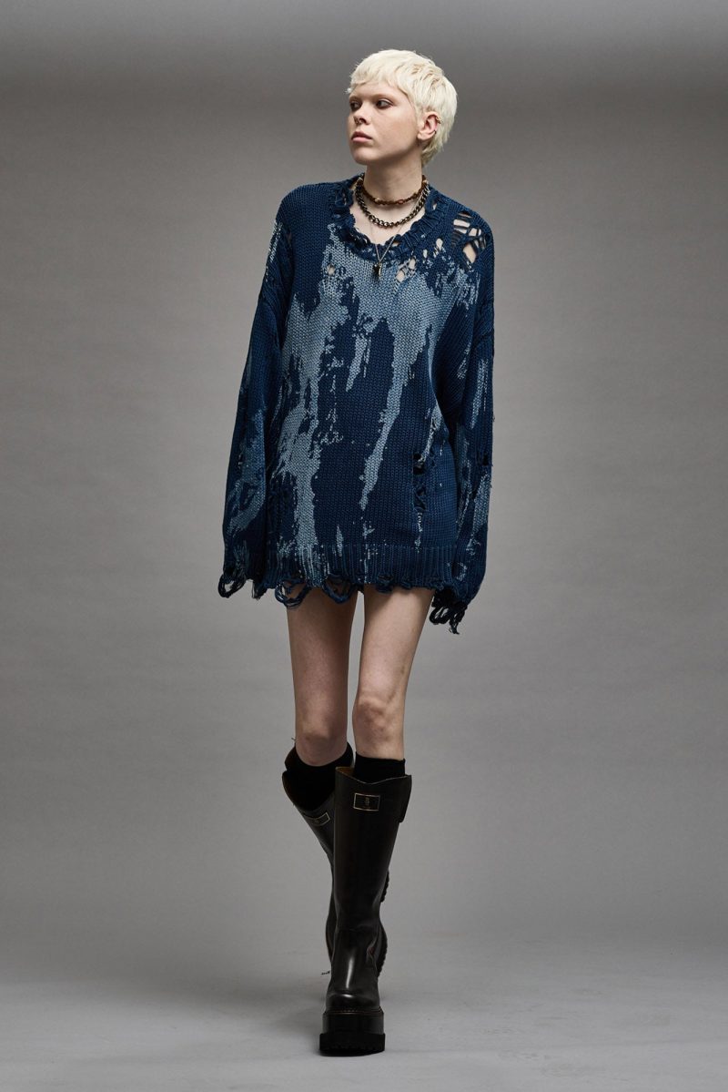 r13 oversized sweater blue splatter 38947027943593