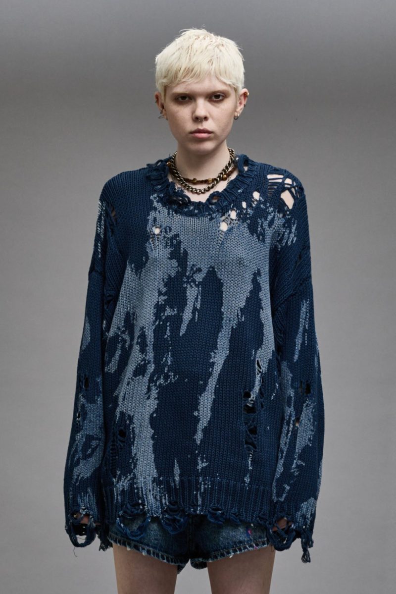 r13 oversized sweater blue splatter 38947027976361