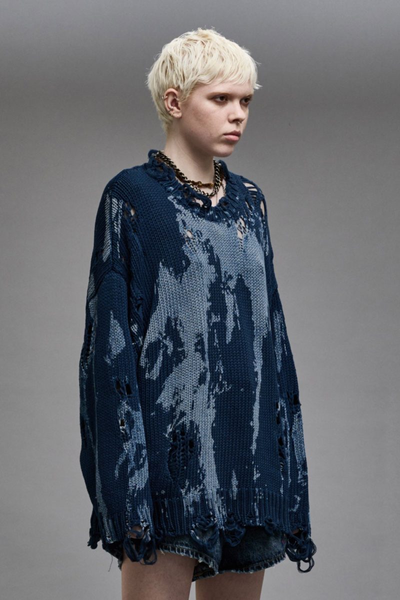 r13 oversized sweater blue splatter 38947028009129