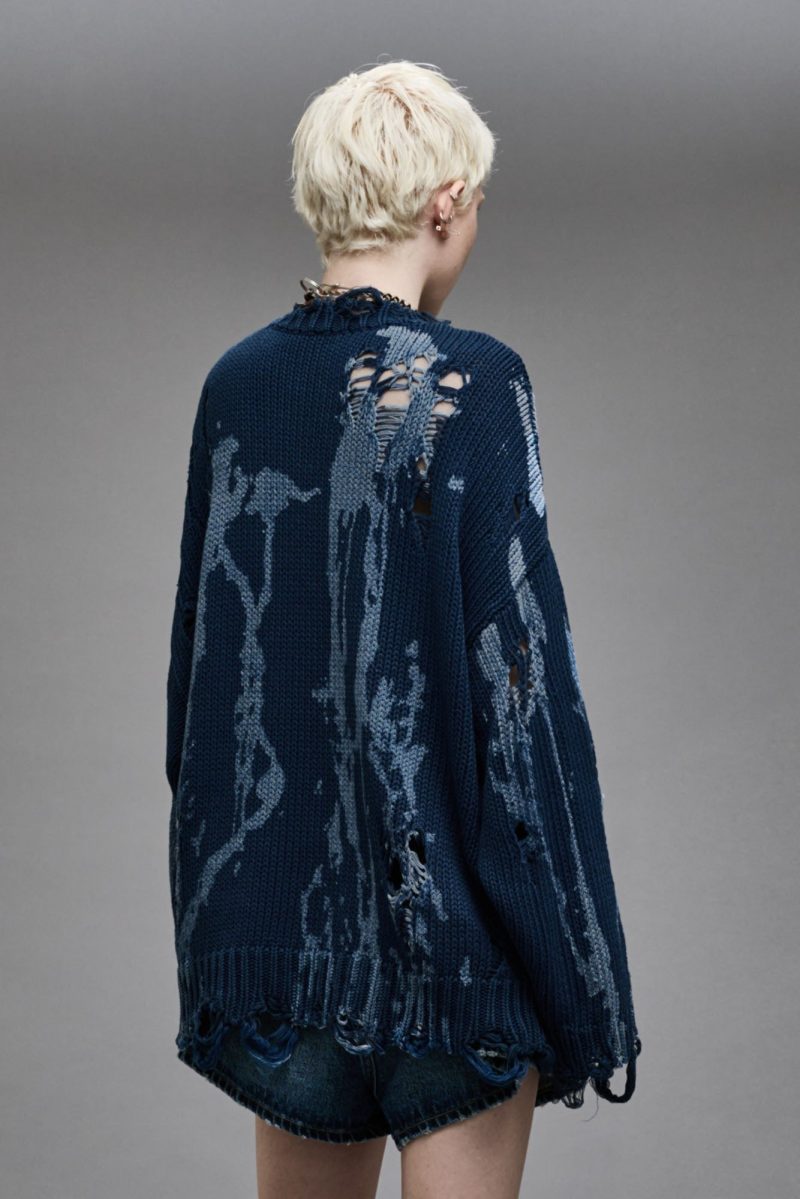 r13 oversized sweater blue splatter 38947028041897