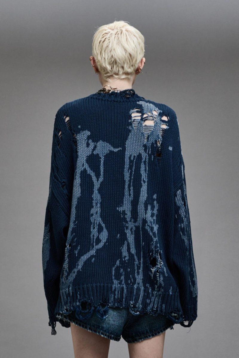 r13 oversized sweater blue splatter 38947028074665