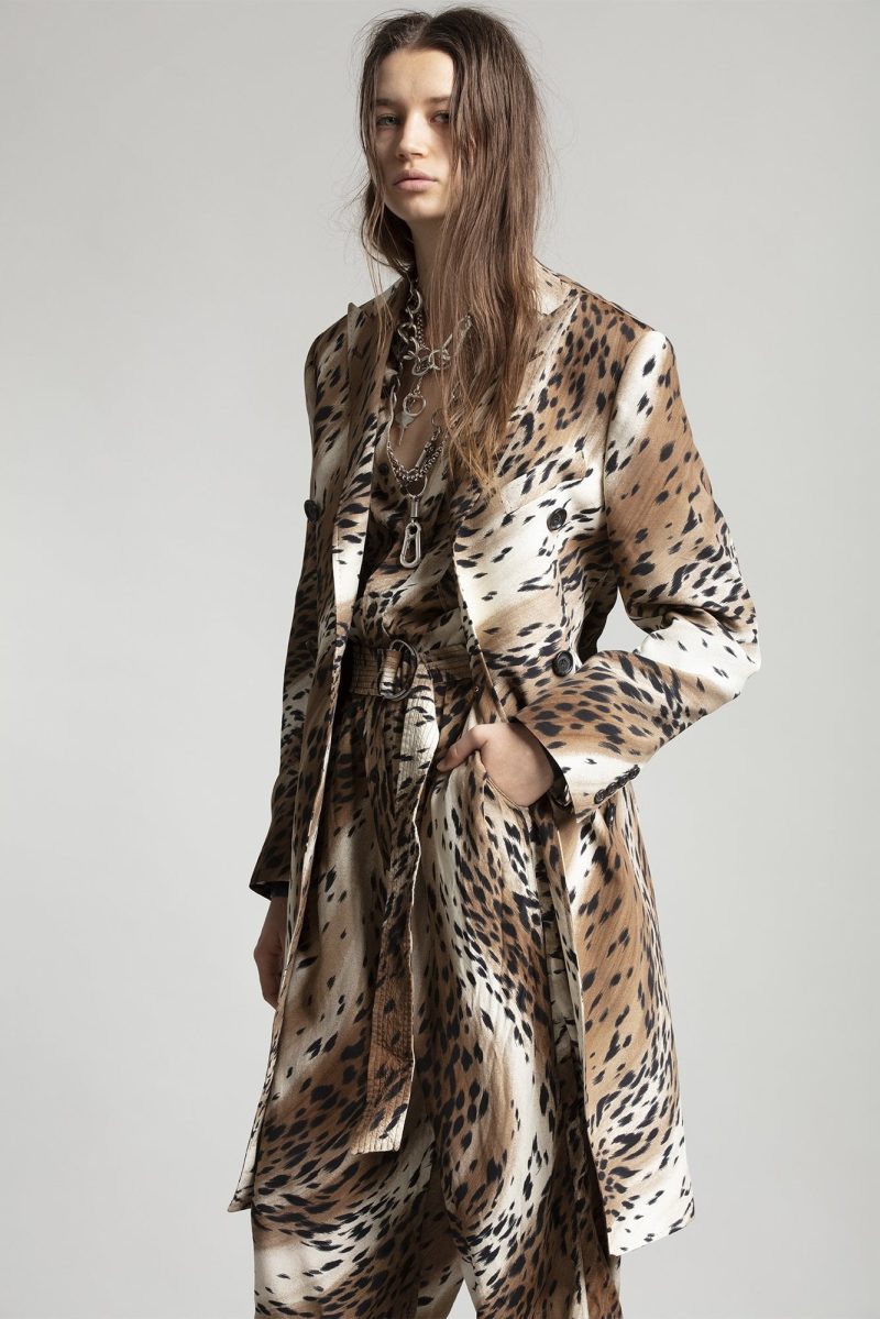 r13 peak lapel double breasted coat abstract cheetah 37260133925033