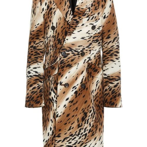 r13 peak lapel double breasted coat abstract cheetah 37260134187177