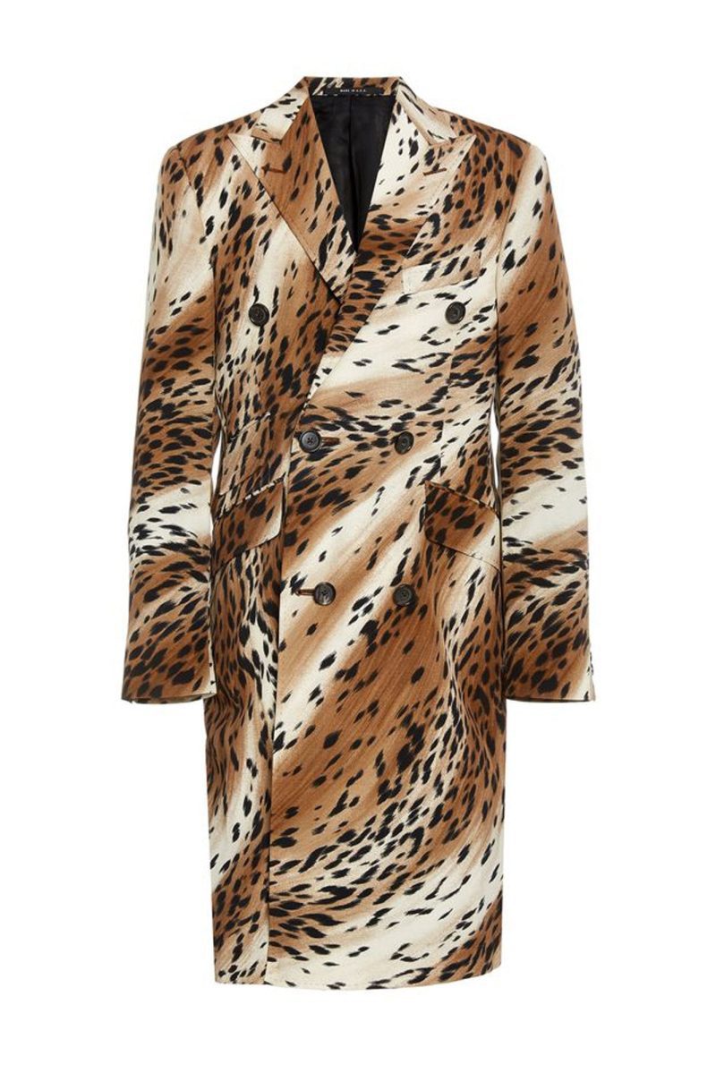 r13 peak lapel double breasted coat abstract cheetah 37260134187177