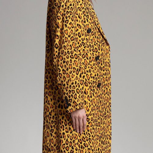 r13 peak lapel double breasted coat yellow leopard 38531262808233