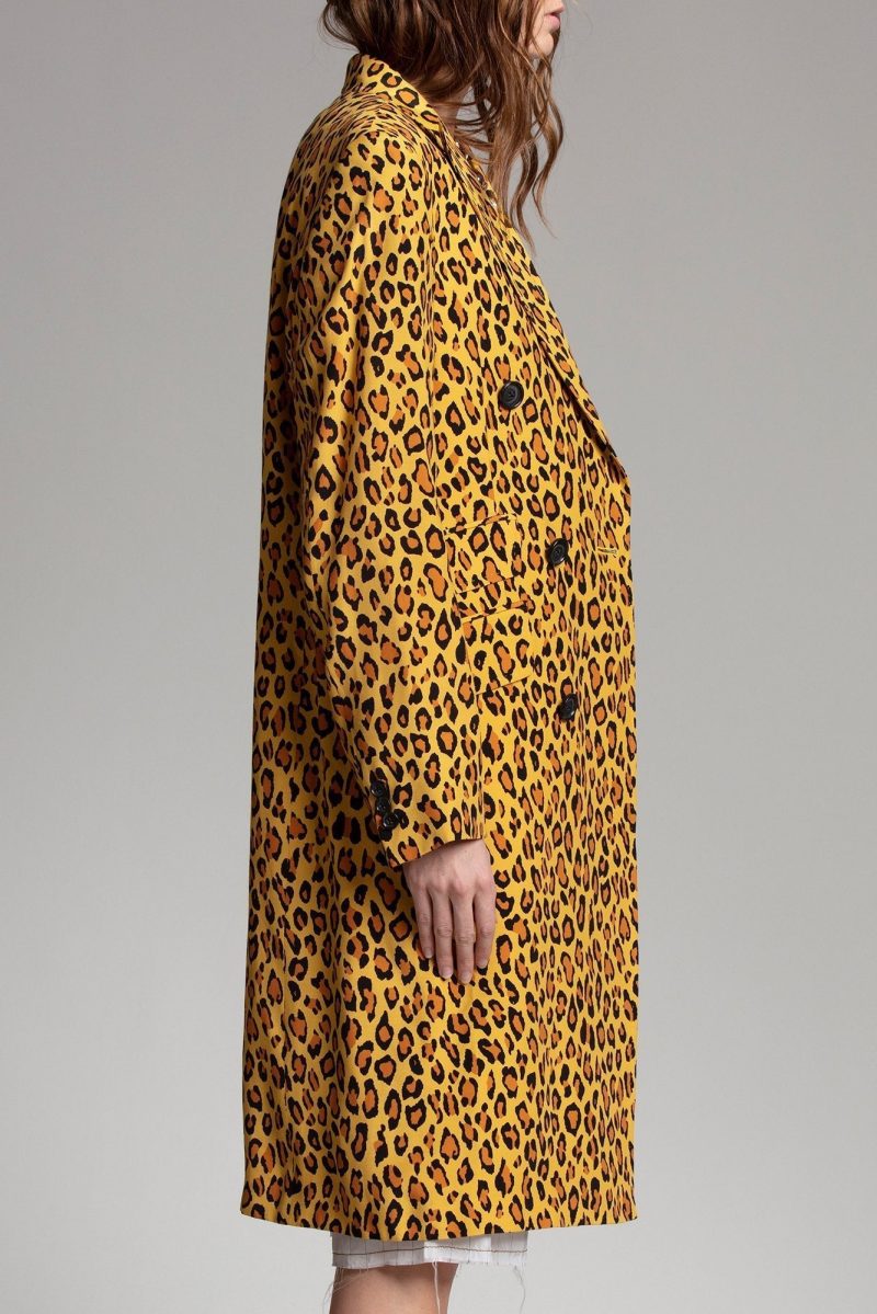 r13 peak lapel double breasted coat yellow leopard 38531262808233