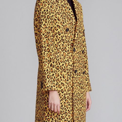 r13 peak lapel double breasted coat yellow leopard 38531262873769