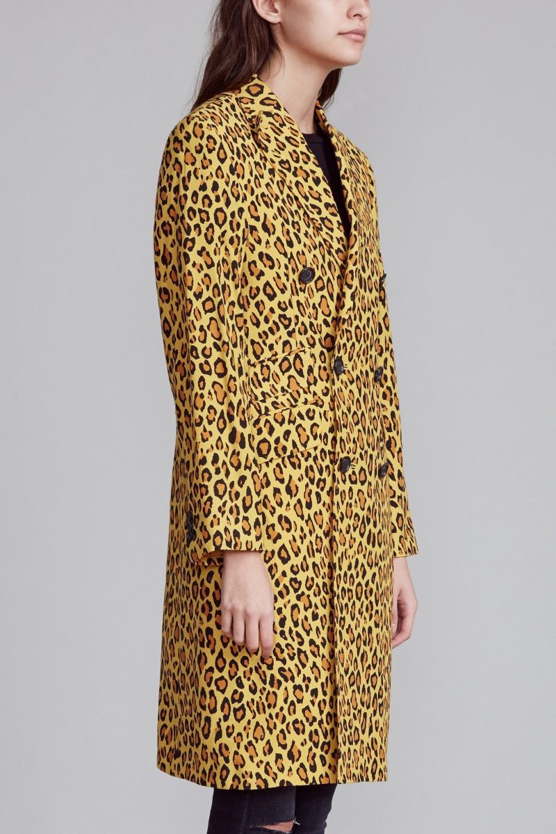 r13 peak lapel double breasted coat yellow leopard 38531262873769