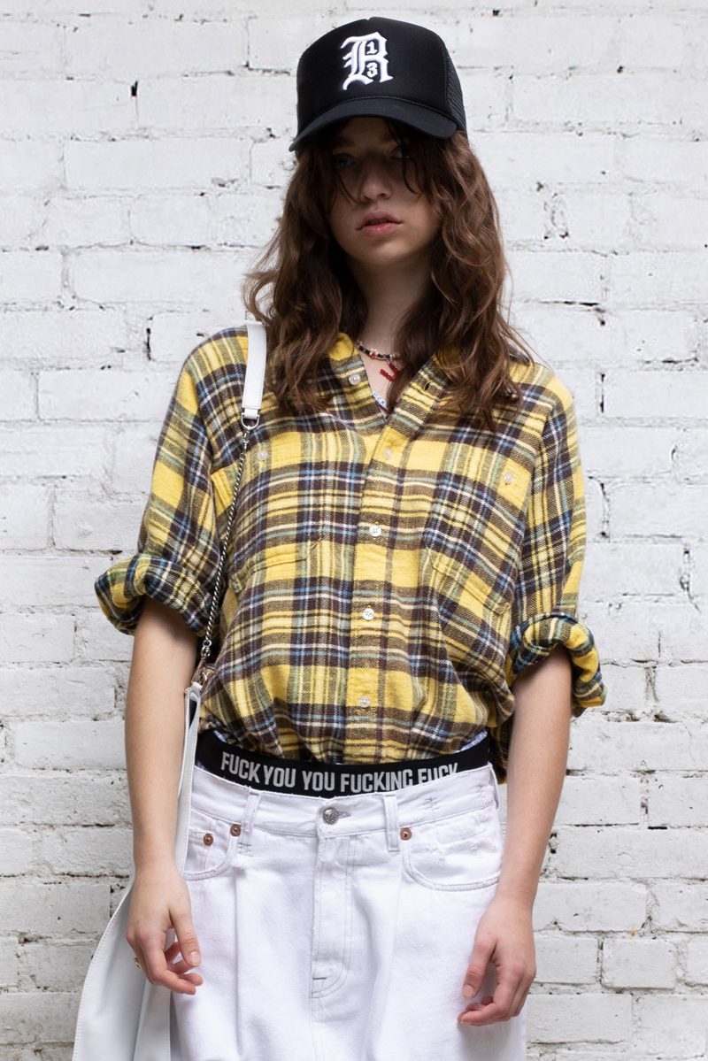 r13 plaid oversized boxy shirt yellow plaid 37260140970153