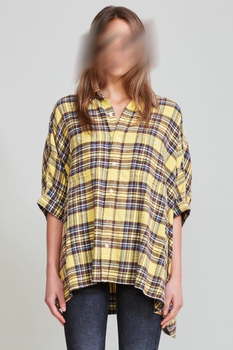 r13 plaid oversized boxy shirt yellow plaid 37260141002921