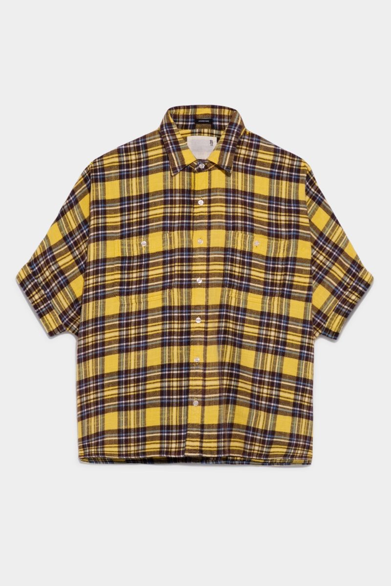 r13 plaid oversized boxy shirt yellow plaid 37260141101225