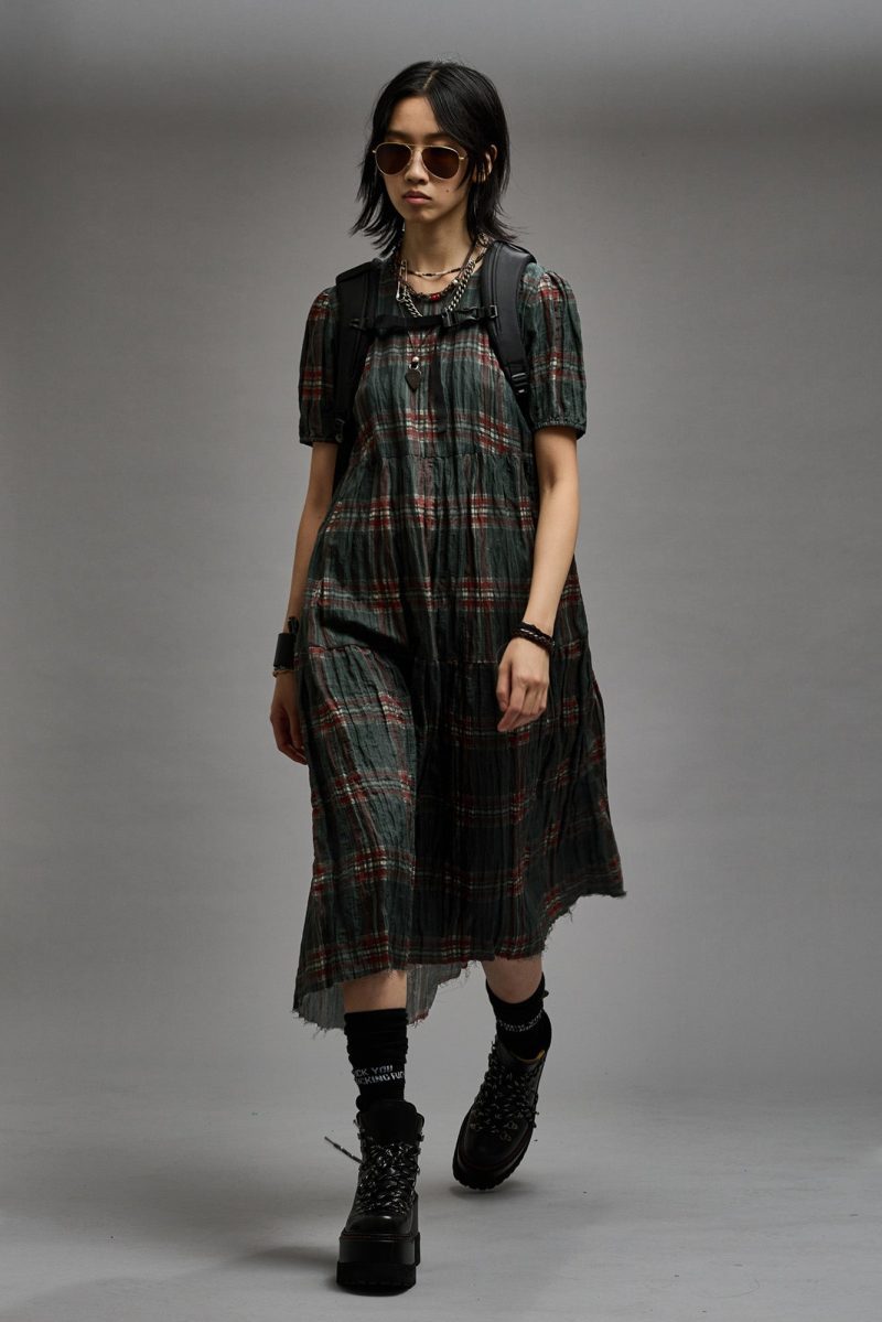 r13 relaxed midi marsh green plaid 38947028107433