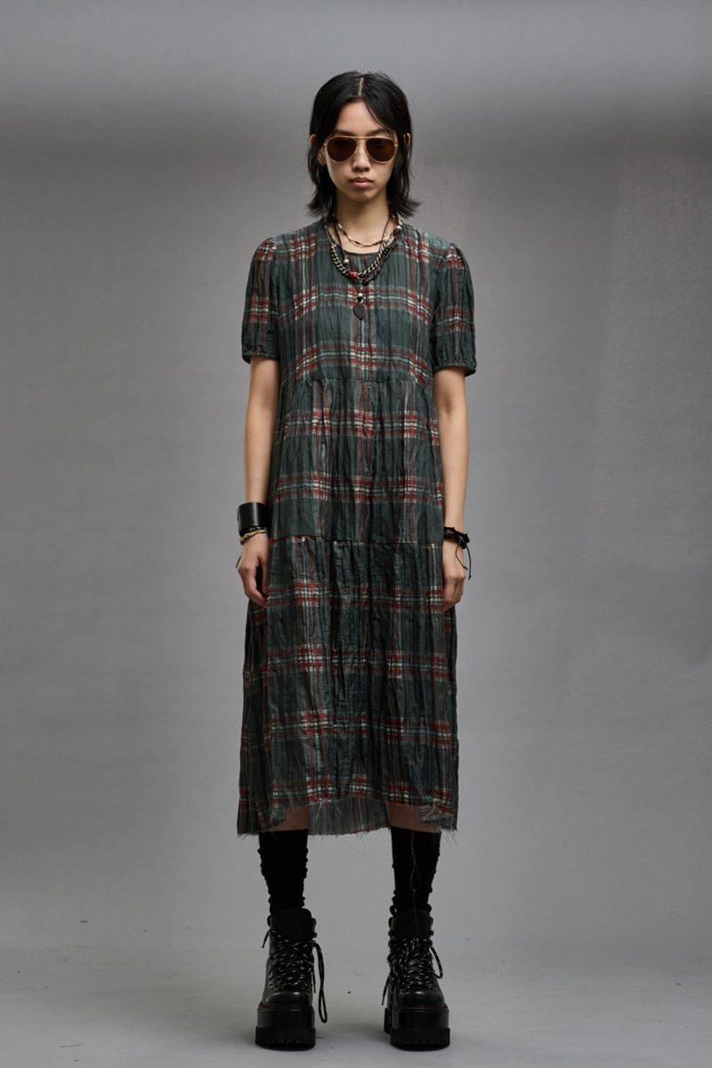 r13 relaxed midi marsh green plaid 38947028140201