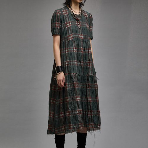 r13 relaxed midi marsh green plaid 38947028172969