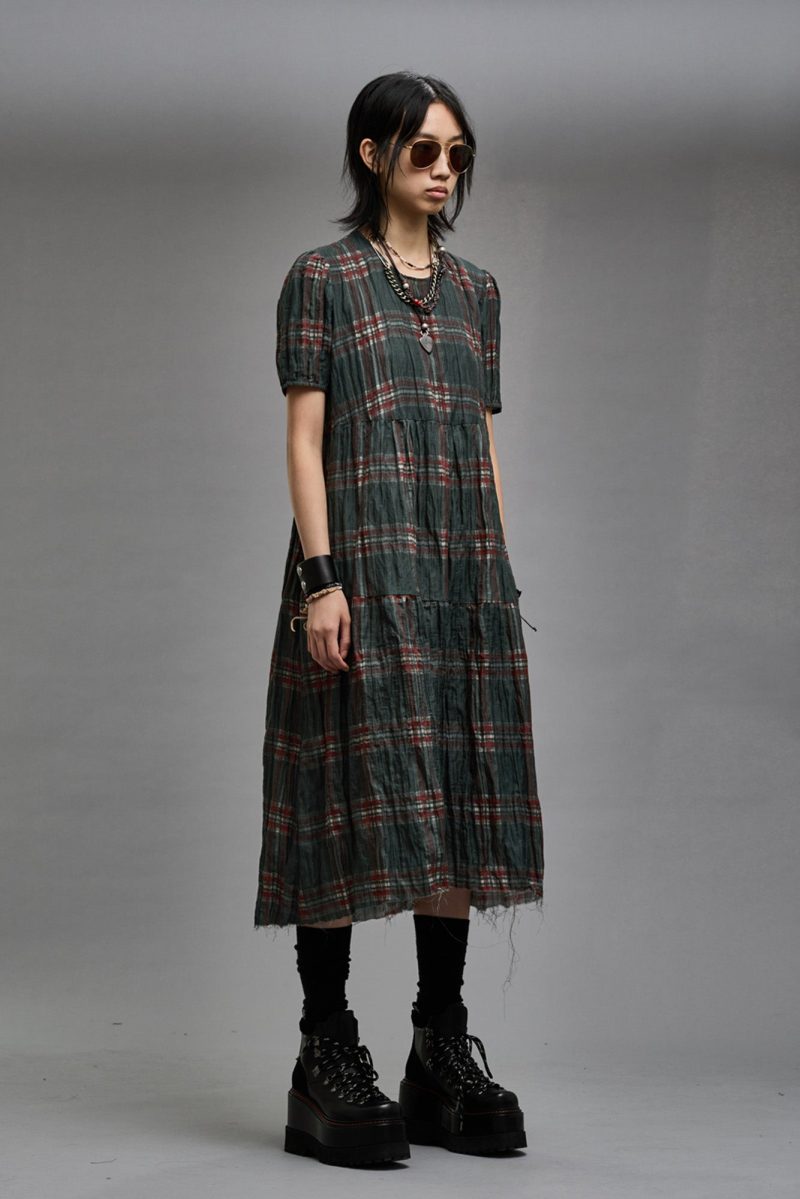 r13 relaxed midi marsh green plaid 38947028172969