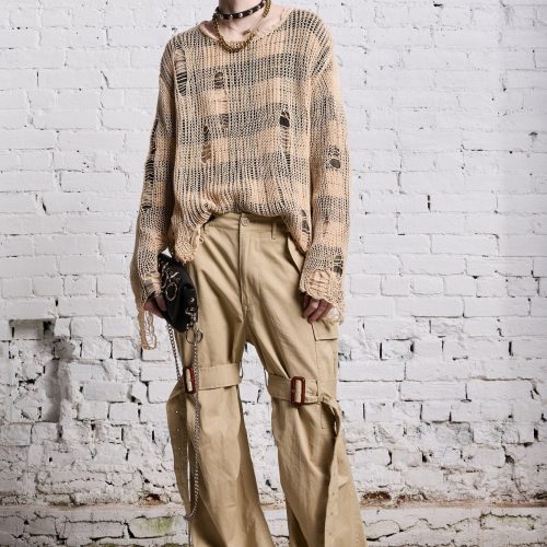 r13 relaxed overlay crewneck cream and black plaid 38642303991977