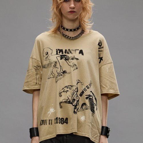 r13 relaxed stamp t splattered khaki 39669660287145