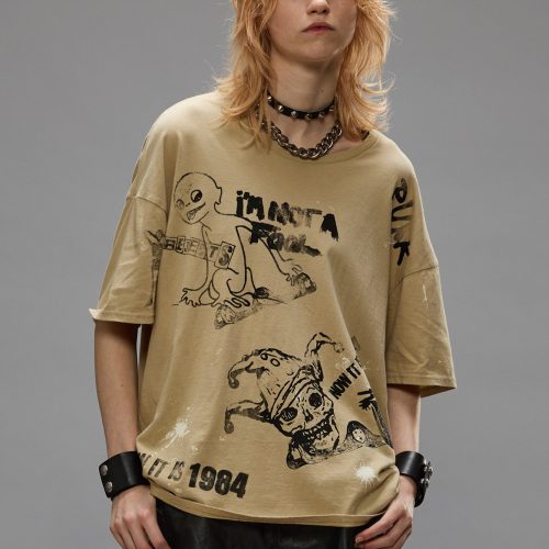 r13 relaxed stamp t splattered khaki 39669669331113