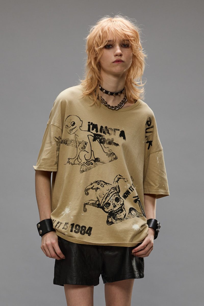 r13 relaxed stamp t splattered khaki 39669669331113