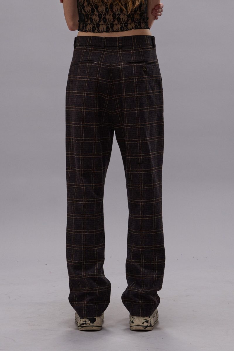 r13 relaxed trouser dark brown plaid 40224394313897