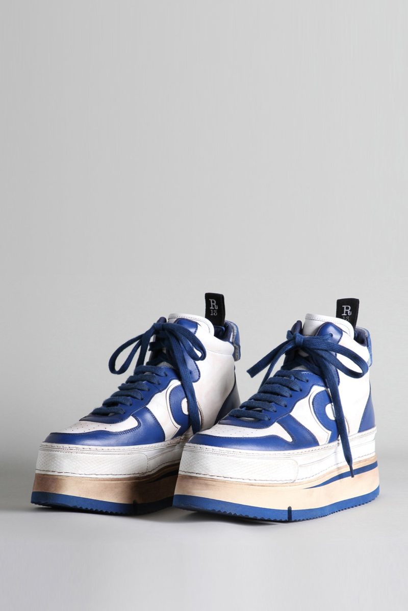 r13 riot leather high top blue and white 34456519442601